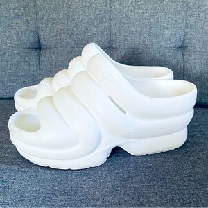 UGG Aww Yeah White Mules with Chunky Platform Sole